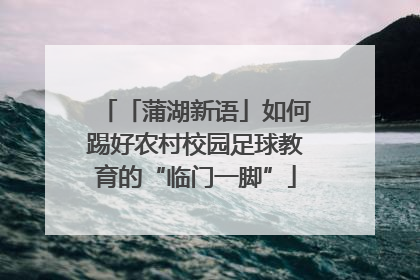 「蒲湖新语」如何踢好农村校园足球教育的“临门一脚”