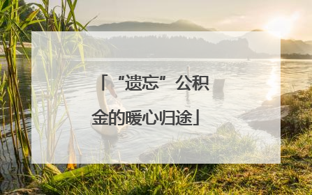 “遗忘”公积金的暖心归途