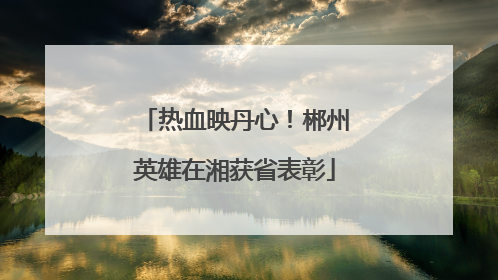 热血映丹心！郴州英雄在湘获省表彰