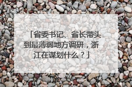 省委书记、省长带头到最薄弱地方调研，浙江在谋划什么？
