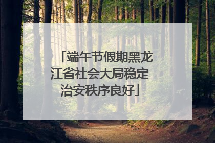 端午节假期黑龙江省社会大局稳定治安秩序良好