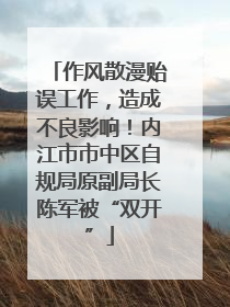 作风散漫贻误工作，造成不良影响！内江市市中区自规局原副局长陈军被“双开”