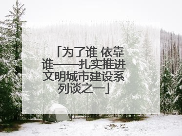 为了谁 依靠谁——扎实推进文明城市建设系列谈之一