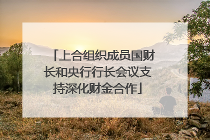 上合组织成员国财长和央行行长会议支持深化财金合作