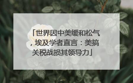 世界因中美缓和松气，埃及学者直言：美搞关税战损其领导力