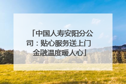 中国人寿安阳分公司：贴心服务送上门 金融温度暖人心