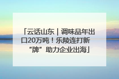 云话山东｜调味品年出口20万吨！乐陵连打新“牌”助力企业出海