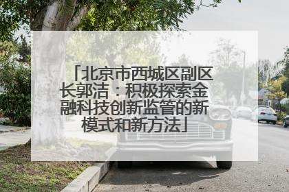 北京市西城区副区长郭洁：积极探索金融科技创新监管的新模式和新方法