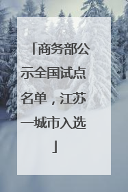 商务部公示全国试点名单，江苏一城市入选