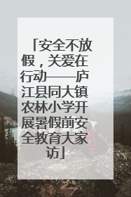 安全不放假，关爱在行动——庐江县同大镇农林小学开展暑假前安全教育大家访