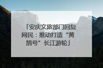 安庆文旅部门回复网民：推动打造“黄鹄号”长江游轮