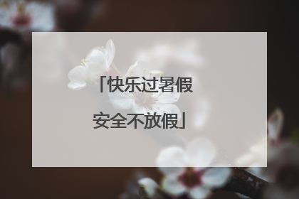 快乐过暑假 安全不放假