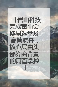 岩山科技完成董事会换届选举及高管聘任，核心层由头部券商背景的高管掌控