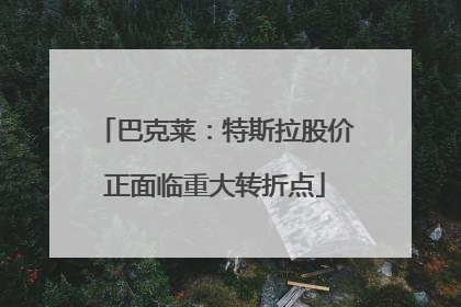 巴克莱：特斯拉股价正面临重大转折点