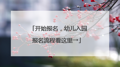 开始报名，幼儿入园报名流程看这里→