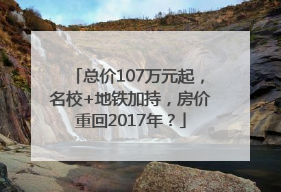 总价107万元起，名校+地铁加持，房价重回2017年？