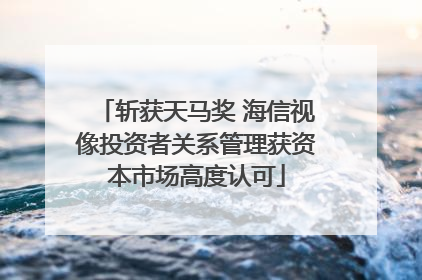 斩获天马奖 海信视像投资者关系管理获资本市场高度认可