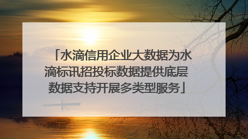 水滴信用企业大数据为水滴标讯招投标数据提供底层数据支持开展多类型服务