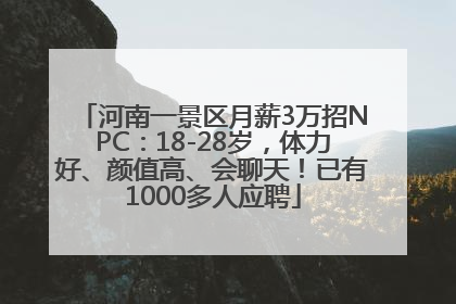 河南一景区月薪3万招NPC：18-28岁，体力好、颜值高、会聊天！已有1000多人应聘