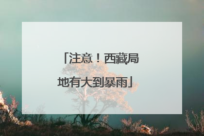注意！西藏局地有大到暴雨