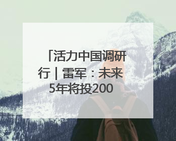 活力中国调研行｜雷军：未来5年将投2000亿元用于核心技术研发