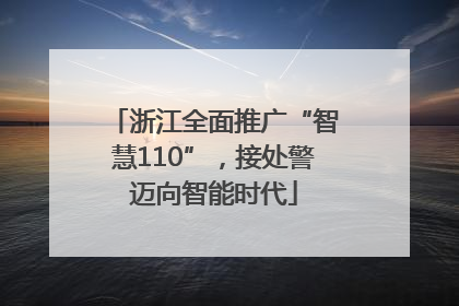 浙江全面推广“智慧110”，接处警迈向智能时代