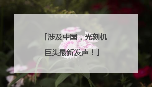 涉及中国，光刻机巨头最新发声！