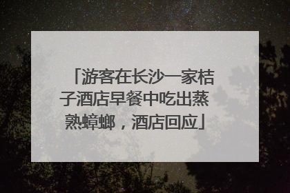 游客在长沙一家桔子酒店早餐中吃出蒸熟蟑螂，酒店回应