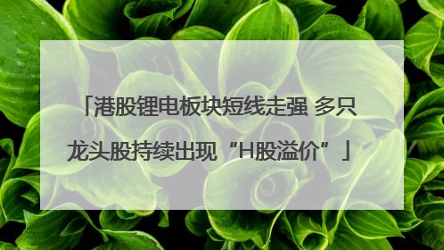 港股锂电板块短线走强 多只龙头股持续出现“H股溢价”