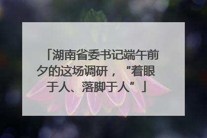 湖南省委书记端午前夕的这场调研，“着眼于人、落脚于人”