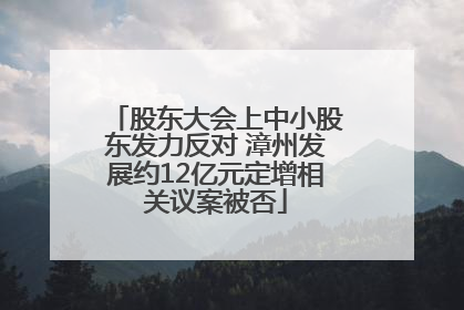 股东大会上中小股东发力反对 漳州发展约12亿元定增相关议案被否