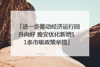 进一步推动经济运行回升向好 雅安优化新增11条市级政策举措