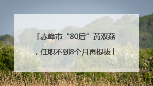 赤峰市“80后”黄双燕，任职不到8个月再提拔