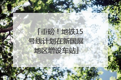 重磅！地铁15号线计划在新国展地区增设车站