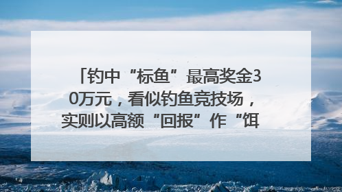 钓中“标鱼”最高奖金30万元，看似钓鱼竞技场，实则以高额“回报”作“饵”……｜今晚九点半