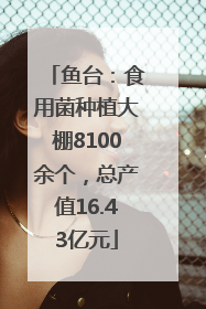 鱼台：食用菌种植大棚8100余个，总产值16.43亿元