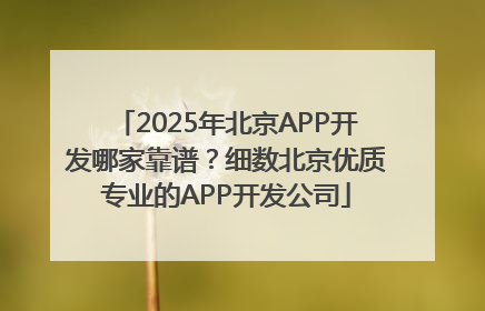 2025年北京APP开发哪家靠谱？细数北京优质专业的APP开发公司