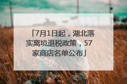 7月1日起，湖北落实离境退税政策，57家商店名单公布
